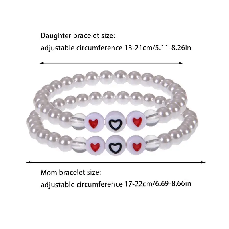 Pulseras de regreso a la escuela, encantadoras pulseras con dijes de perlas, joyería para madre e hija con tarjeta de bendición para mujeres y niñas
