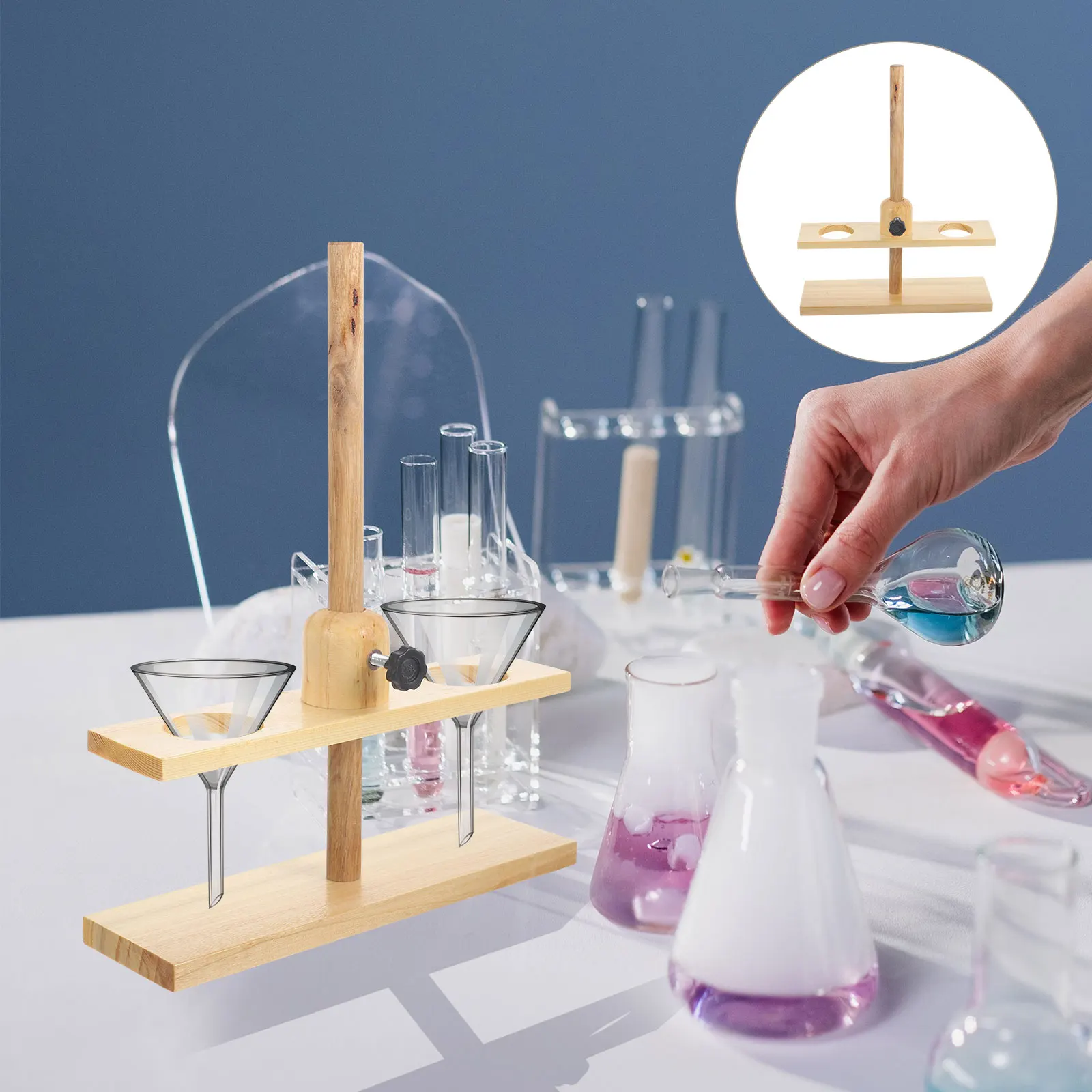 

1pc Double Hole Funnel Bracket 2 Holes Random Color Lab Stand Teaching Equipment Laboratory Tools Experiment Supplies