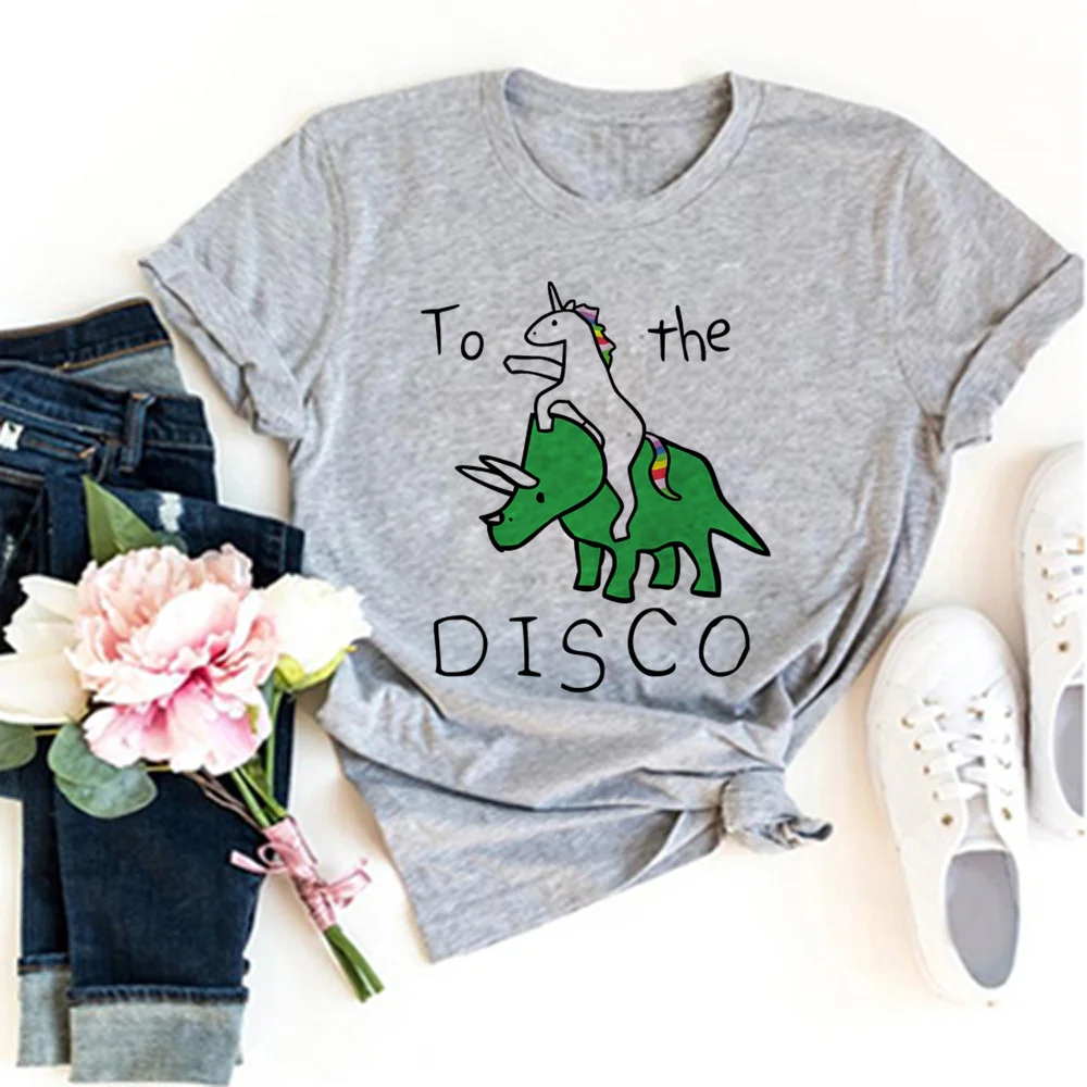 

Unicorn Riding Triceratops t shirt women Japanese top girl streetwear anime designer clothes