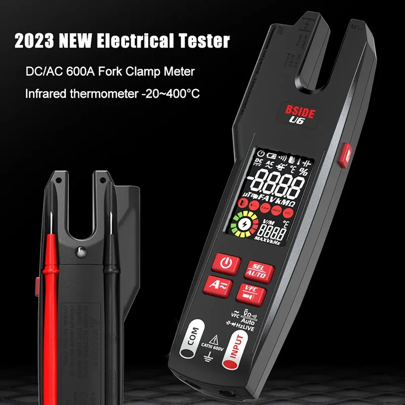 Professional Digital Clamp Multimeter U6 600A AC/DC Voltage Resistance Capacitance Diode Test Electronics Multimeter