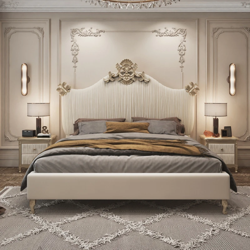 

Modern Designer European Double Bed Glamorous High End Luxury Floor Twin Bed King Size Camas Matrimonial Bedroom Furniture