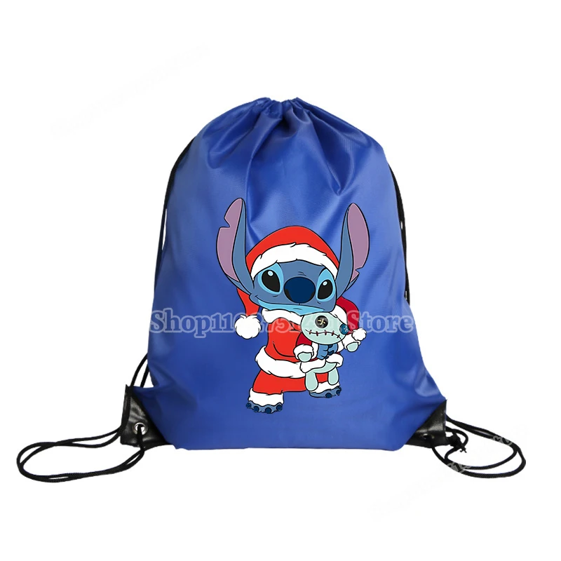 Christmas Stitch Drawstring Backpack Kawaii Draw String Bags Portable Storage Pouch Large Capacity Mochila Sport Wear Xmas Gift