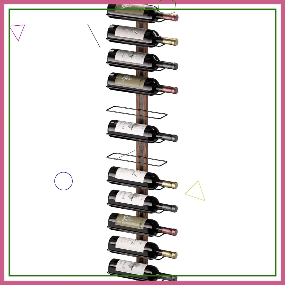 

Wall Mounted Wood Wine Rack for 12 Bottles, Elegant Gold & White Holder for Kitchen Dining Bar Storage