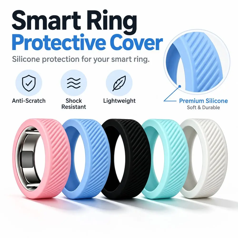 New Silicone Smart Ring Cover Shock Resistant Smooth Surface Ring Protector Anti-Scratch Slip Resistant Ring Protective Sleeve