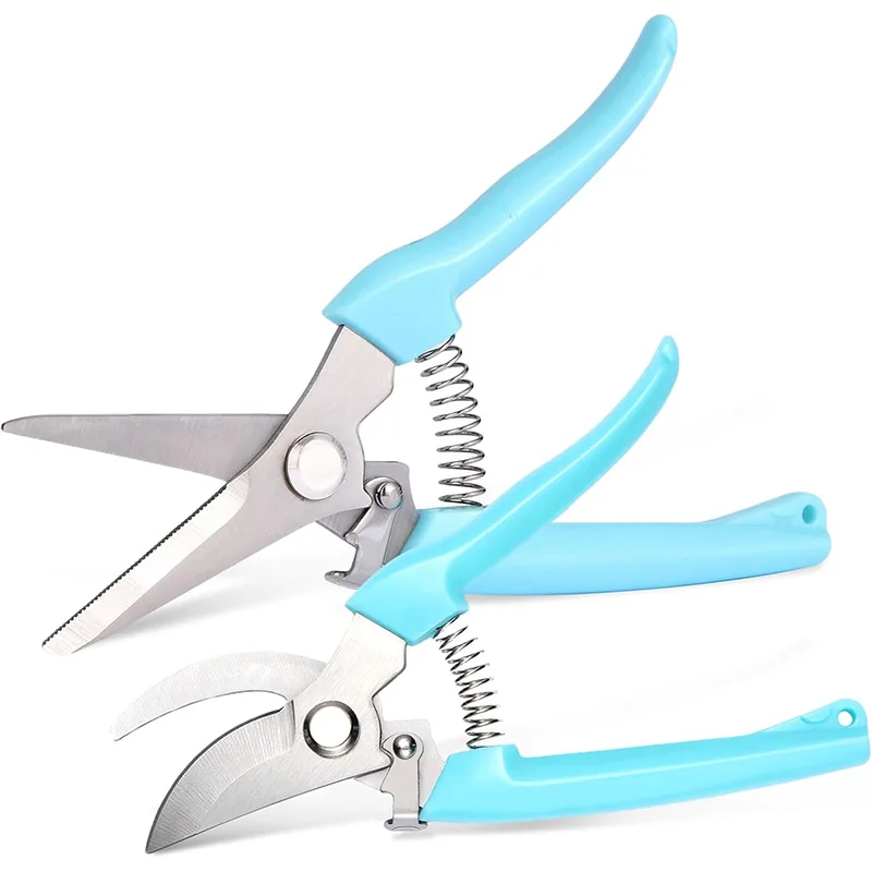 

2PCS Stainless Steel Pruning Shears Garden Shears Sharp Bypass Straight Blade Garden Scissors For Pruning Cutting Fruit Picking