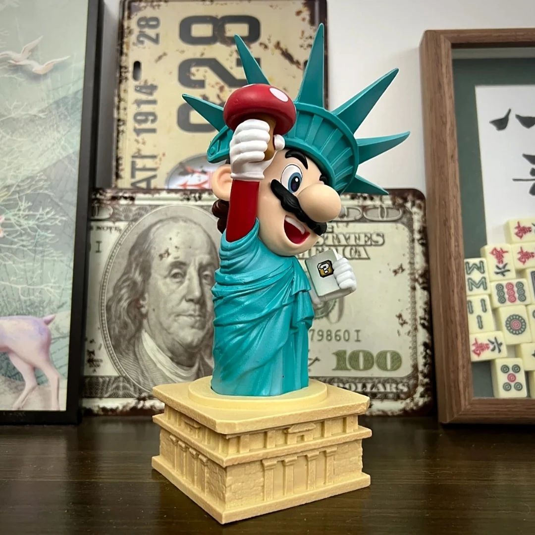 Statue of Liberty Mario Large Handheld Game Anime Plumber GK Sculpture Trendy Play Model Large Ornament Gift