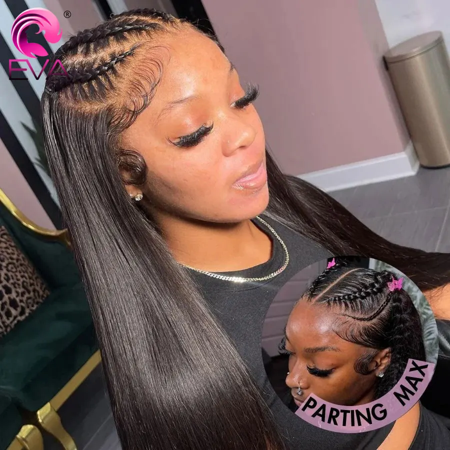 Eva 13x6 HD Lace Frontal Perücken Gerade brasilianische Echthaarperücken Glueless Ready Wear Perücken Gebleichte Knoten Hautähnliche echte HD-Perücken