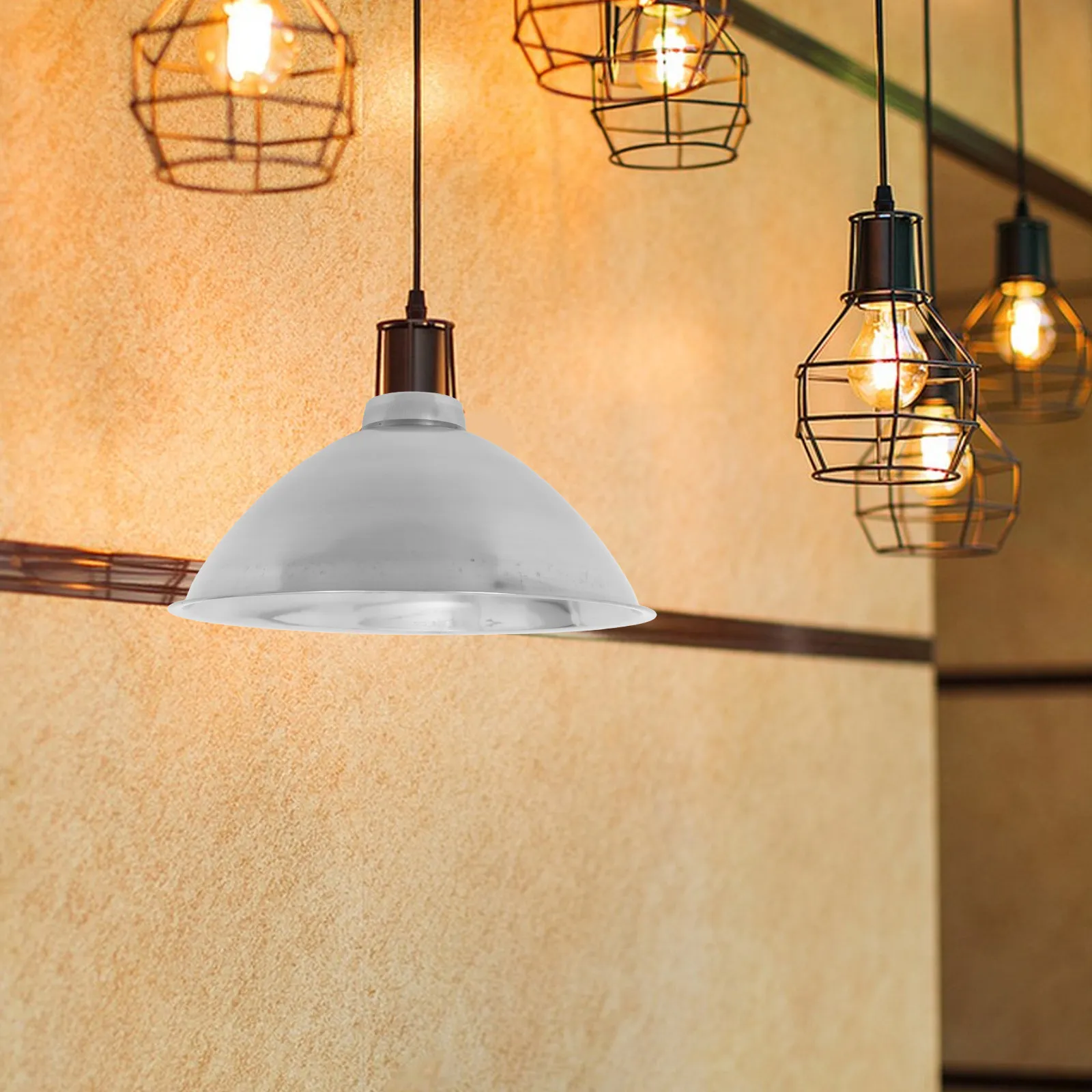 

Modern Round Lampshade Metal Replacement for Hanging Lamps Industrial Style Light Cover for Living Room Porch Ceiling Fixture