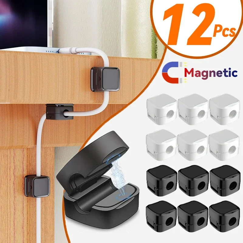 

12/6/1PCS Strong Magnetic Desktop Cable Clips Wire Management Phone Charging Cable Keeper Cord Organizers for Home Office Car