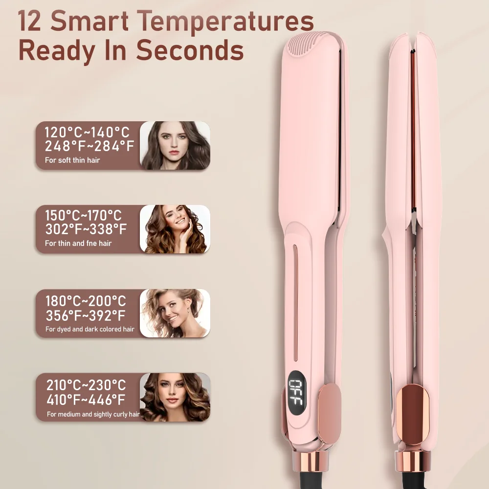

2-in-1 Flat Hair Straightener And Curling Iron Infrared Ion Technology Reduces Frizz Suitable for Straight And Curly Hair Perfec