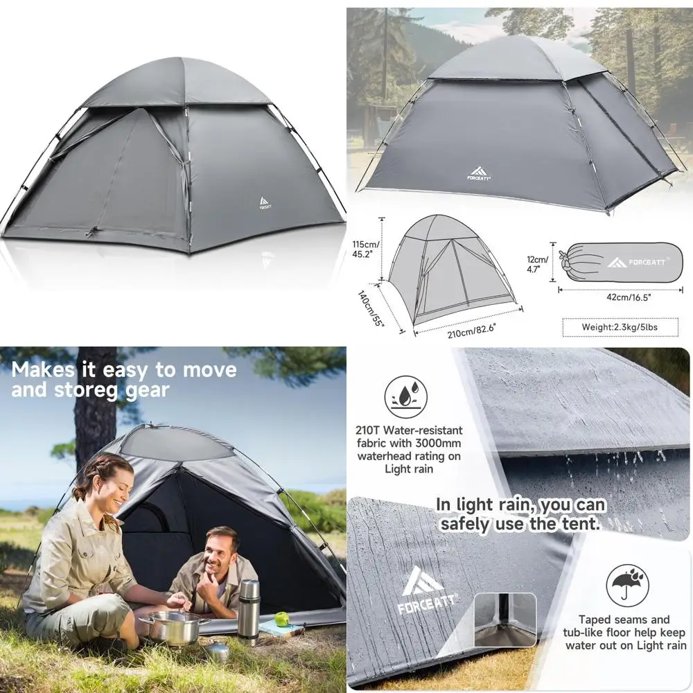 

Ultralight 2-Person Dome Tent for Hiking, Festivals, and Outdoor Adventures: Easy Setup, Portable Camping Shelter