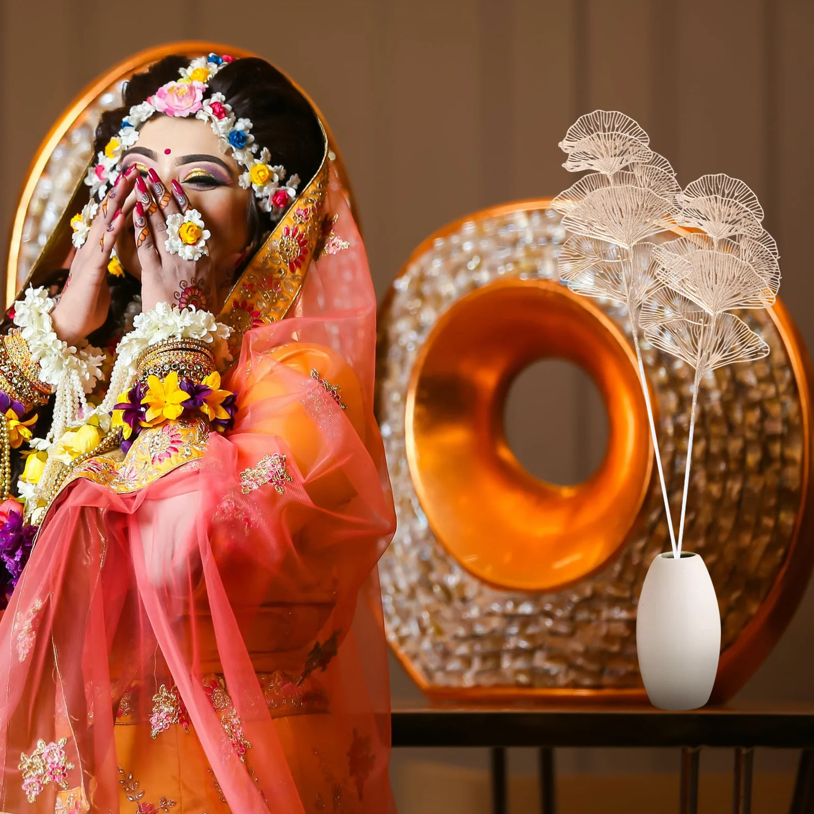 

5Pcs Artificial Ginkgo Leaf Picks Simulation Wedding Decor Home Decoration Cafe Restaurant Layout Golden Leaf Photo Props