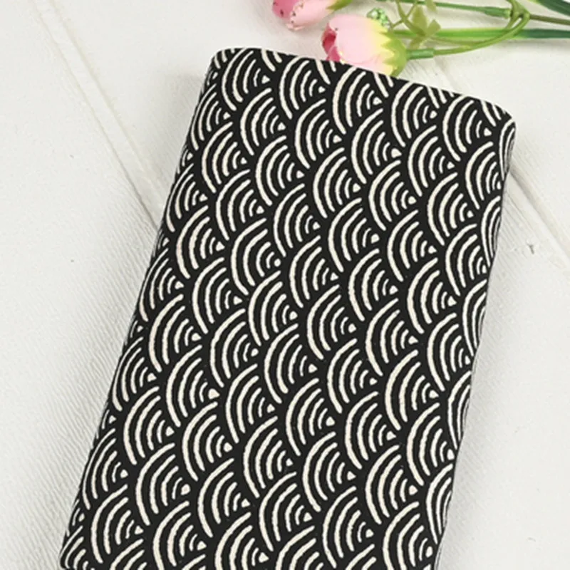 Half Yard 100% Cotton Thicken Fabric With Japanese Curve Print, Handmade DIY Bag Back Cushion Table Cloth CR-1555