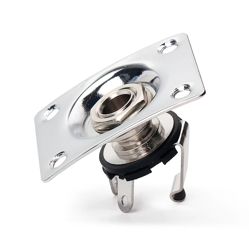 

1/4 Inch 6.35Mm Guitar Jack Plate Socket Copper Output Jack Plug With Screws For Electric Guitar Bass Golden Socket Glossy