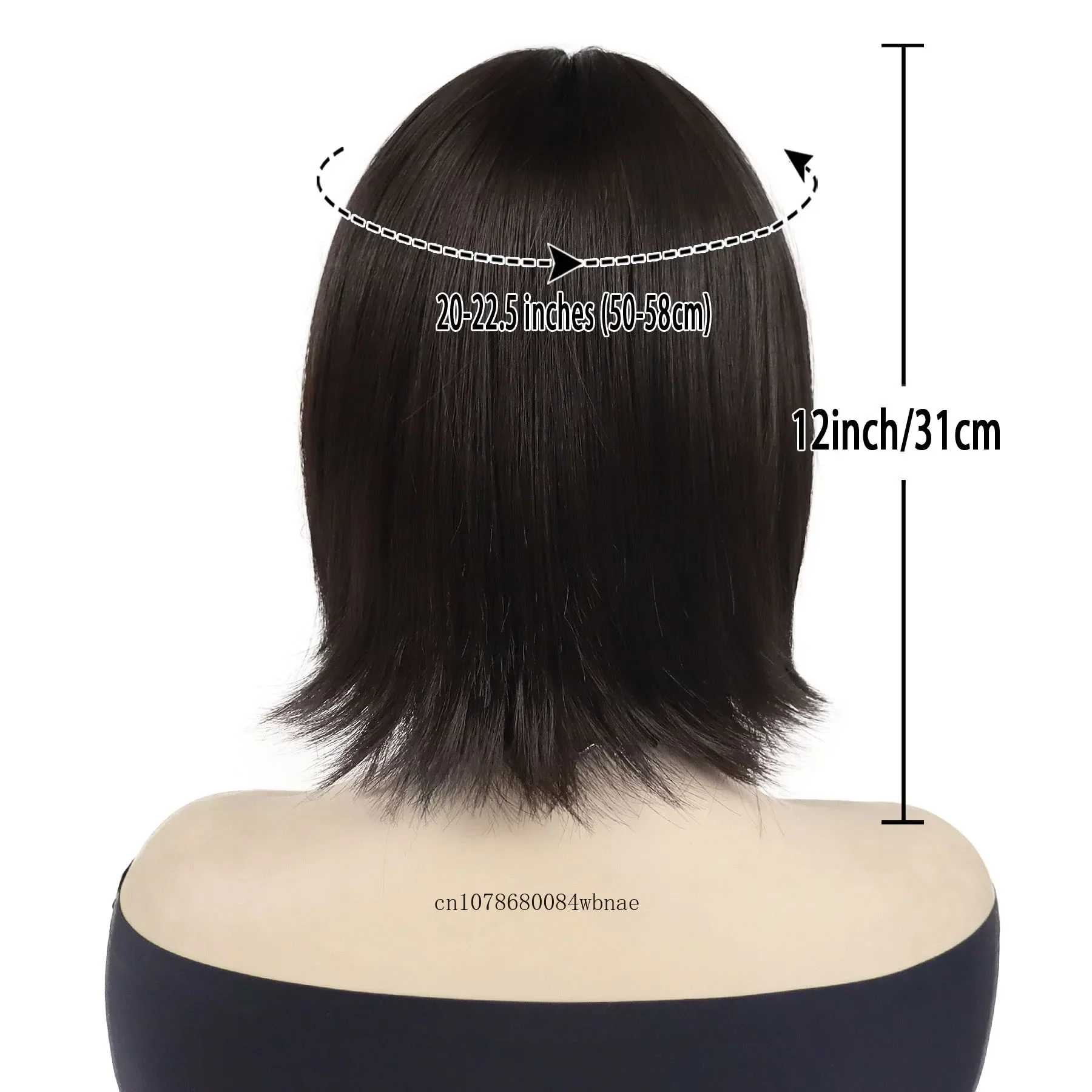 Pelucas de disfraz sintéticas de color marrón oscuro para mujeres y niñas, peluca corta recta Bob con tapa, pelo bonito de aspecto Natural, fiesta de Cosplay de Halloween