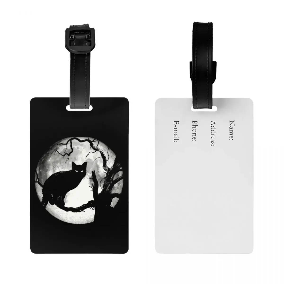 Custom Creepy  In Dead Tree Under Moonlight Luggage Tag Halloween Baggage Tags Travel Bag Labels Suitcase