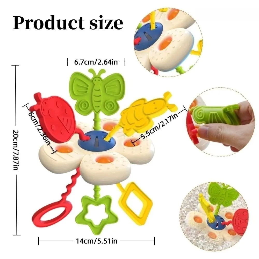 Giocattoli sensoriali per bambini per uso alimentare Tromba in silicone morbido Giocattoli da masticare per neonati Fiori per l'educazione precoce Giocattoli da viaggio per bambini For1-2 anni