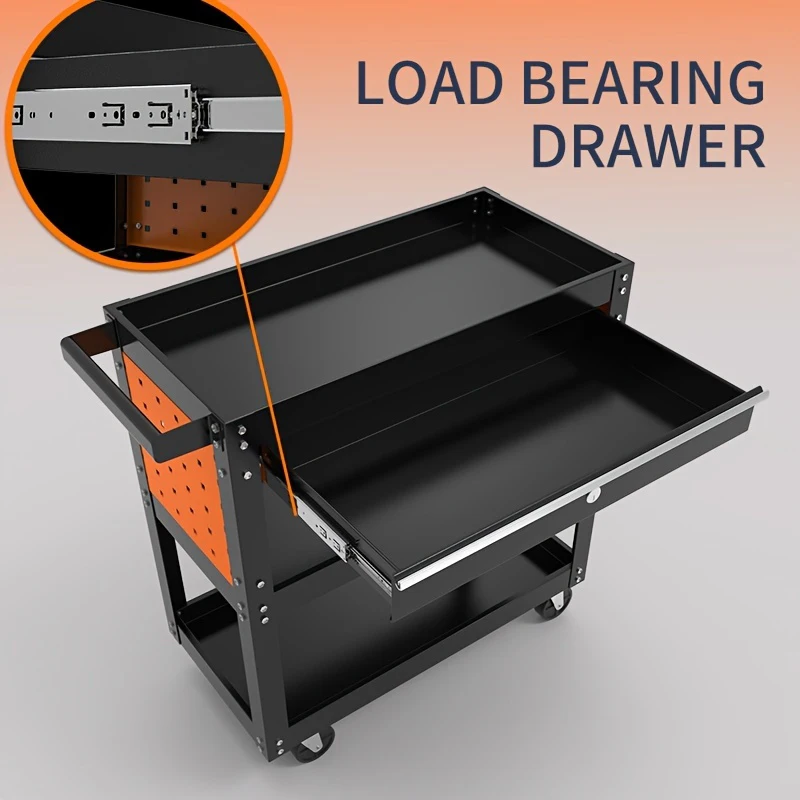 Tool Trolley Iron 3layer Rolling Trolley with Wheel and Drwaer Outdoor Garden Plant Shelves 트롤리 Tool Cart image 5