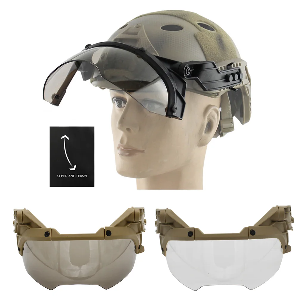 New Tactical Helmet Flip Goggles Airsoft Paintball FAST Helmet Windproof Anti Fog Protection Goggles Helmet Accessories