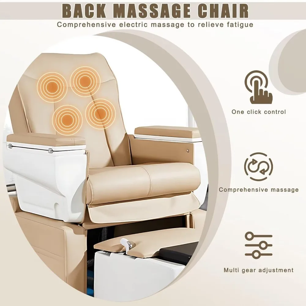 Pedicure Chair with Back Massage | Spa Chair with Multi-Angle Adjustment and Bath for space-saving pull-out foot bath basin