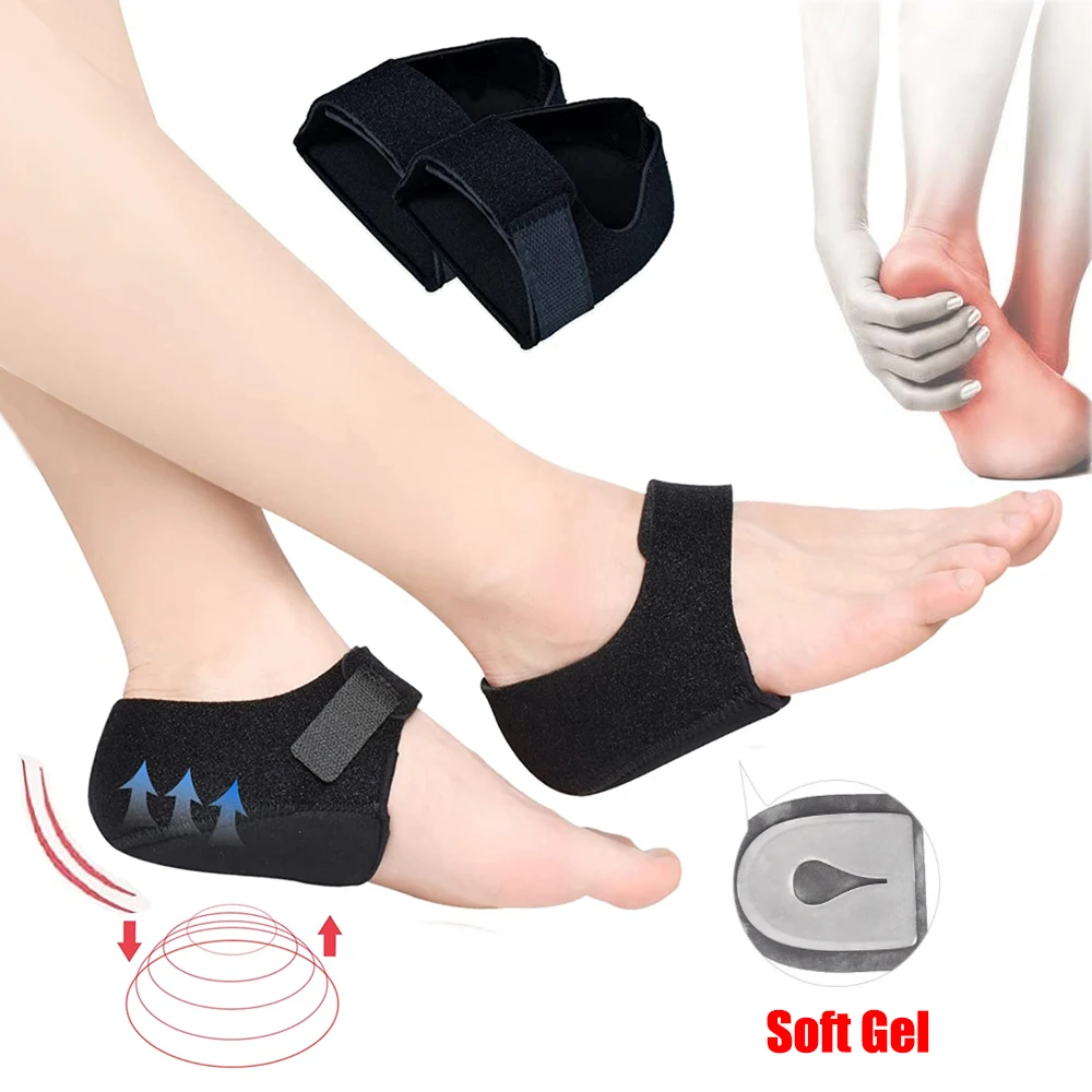 Plantarfasziitis-Einlegesohlen, Silikon-Fersenschutz für Sporen, Stoßdämpfung, Fersenschmerzlinderung, Schuhe, Polster, U-Cup, halbhohe Socken – Detail 1