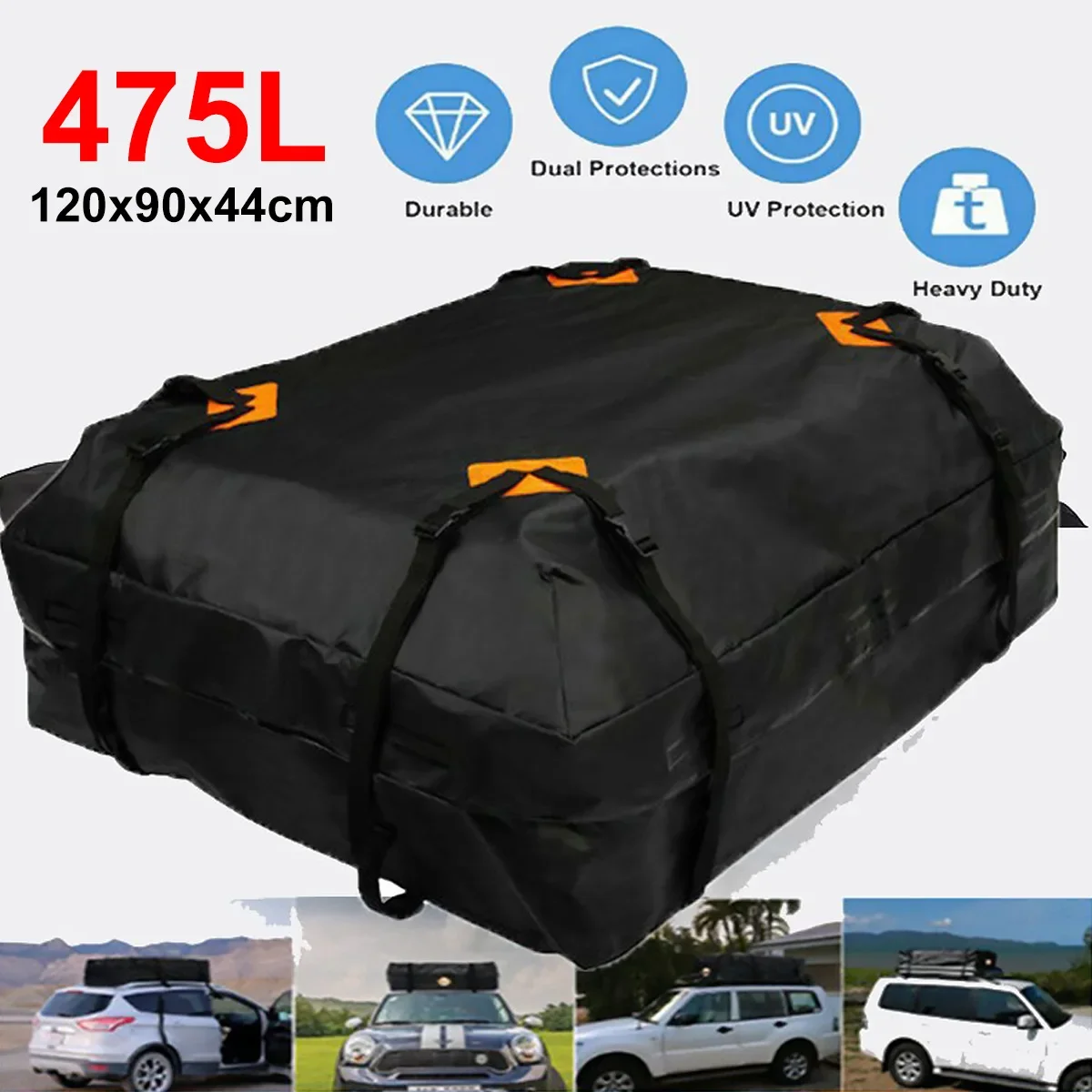 120x90x44cm 420D Large Waterproof Car Cargo Roof Bag Rooftop Luggage Carrier Black Storage Cube Bag Travel SUV Van For Cars