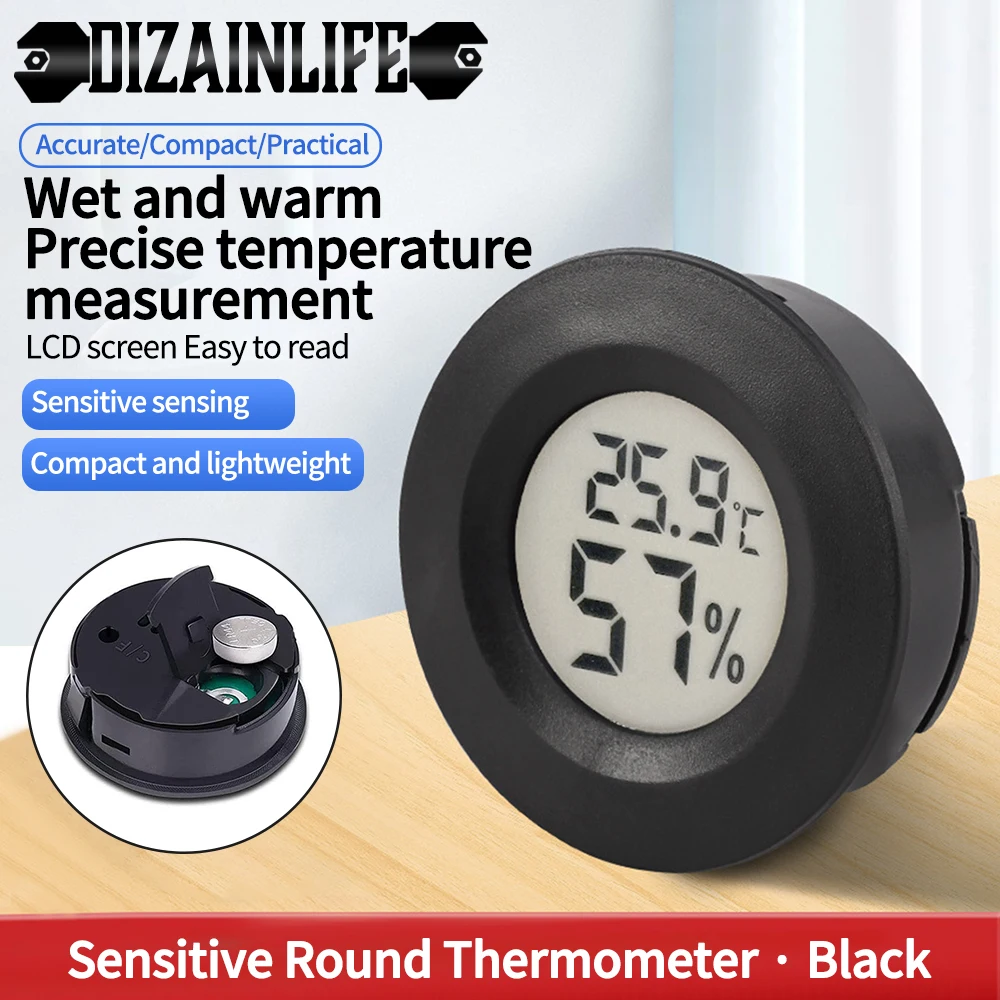 1/4Pcs Mini Temperature Humidity LCD Display Baby Room Humidity Meter Indoor Room Round Temperature Hygrometer Sensor Gauge