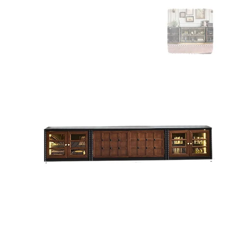 Linglong Cabinet French Retro Floor TV Cabinet Module Combination