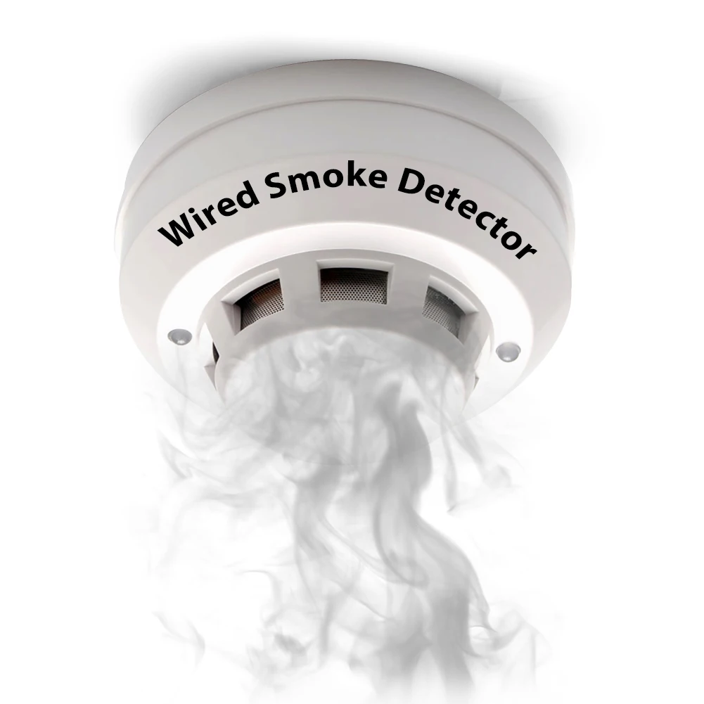 

12V Voltage Wired Smoke Leak Fire Detector Alarm Sensor Stand Alone For Wired Terminal Alarm System