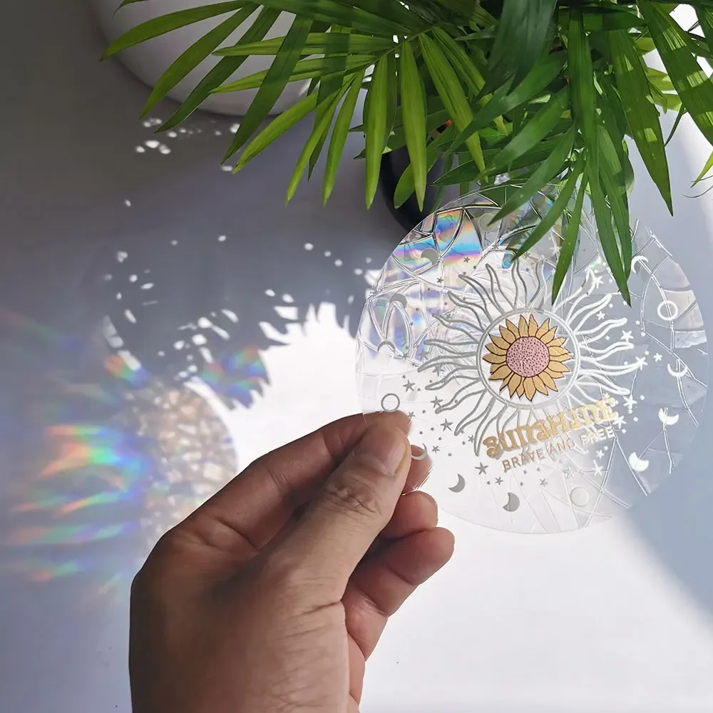 Sun Catcher PVC elektrostatyczne naklejki na szkło do okna śmieszne naklejki na ścianę Sun-catcher Rainbow pryzmaty naklejki naklejki słoneczne