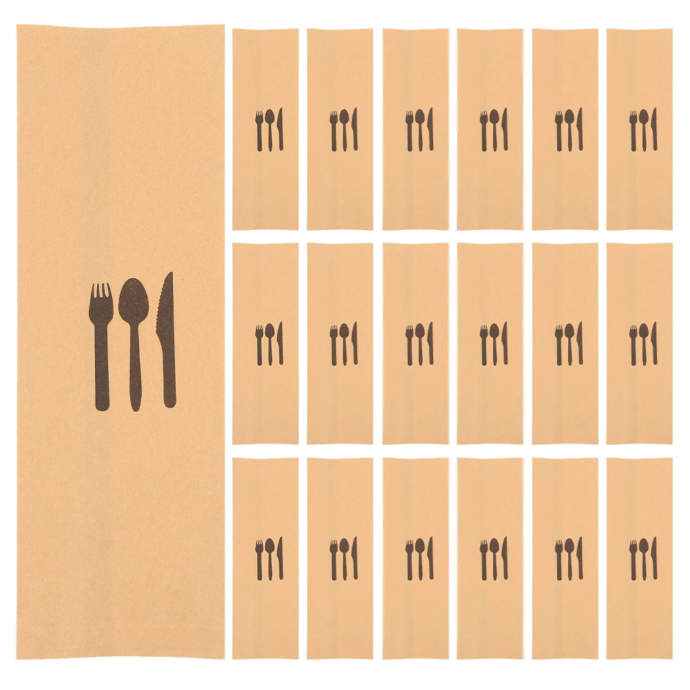 

200pcs Kraft Paper Cutlery Covers Disposable Fork Spoon Holders for Parties Banquets Hotels Safe Sanitary Tableware Bags Dining