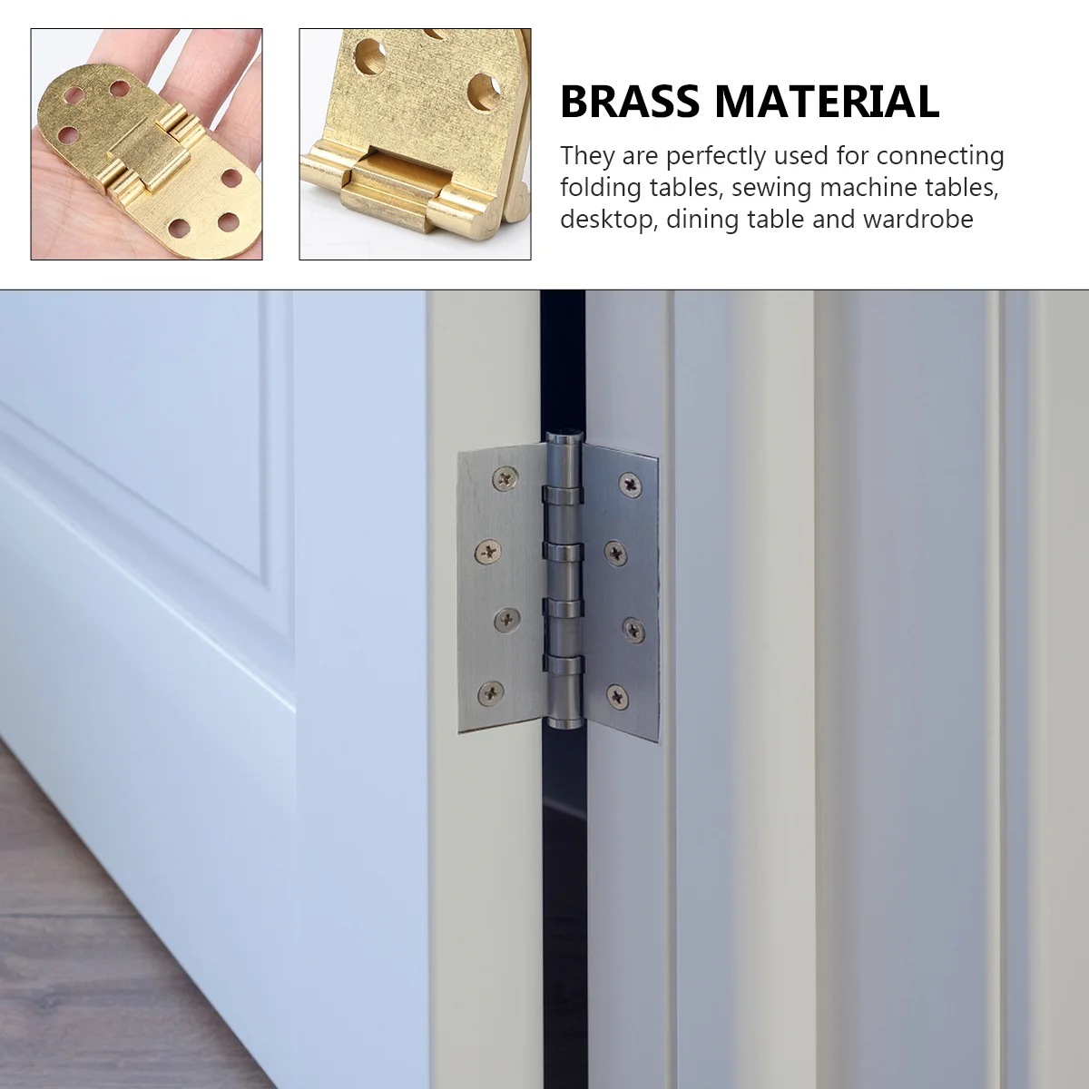 

2 Pcs Kitchen Cabinet Hinges Countertop Drawer Table Pure Copper Folding Door Golden