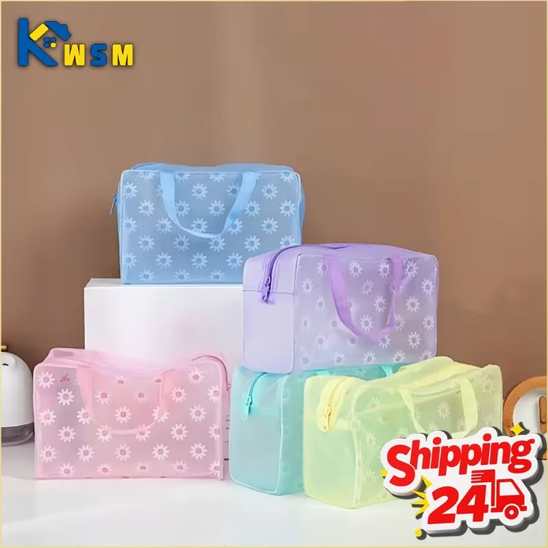 1-20PCS Floral Transparent Waterproof Cosmetic Bag Travel Toiletry Organizer for Makeup Bath and Personal Care Essentials
