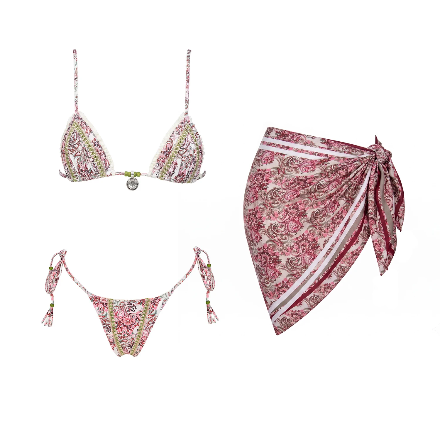 Print 3Pcs Micro Bikini Set Sexy Women Swimsuit 2026 New Swimwear Female Push Up Swim Suit Bandeau Biquini Beachwear Bathingsuit
