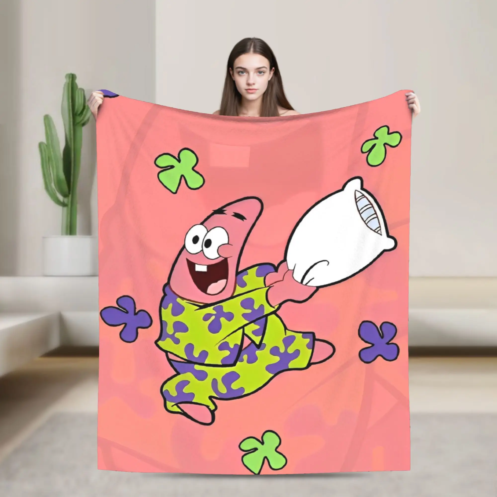 

Sponged Bobo Blankets Patrick Star Fleece Awesome Warm Throw Blankets for Bedspread Decoration