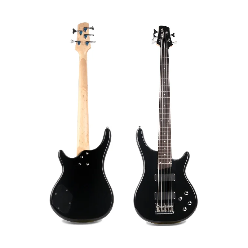 

HUASHENG High Gloss 5 String Guitare Basse OEM ODM String Musical Instrument 24 Fret Electric Bass Guitar