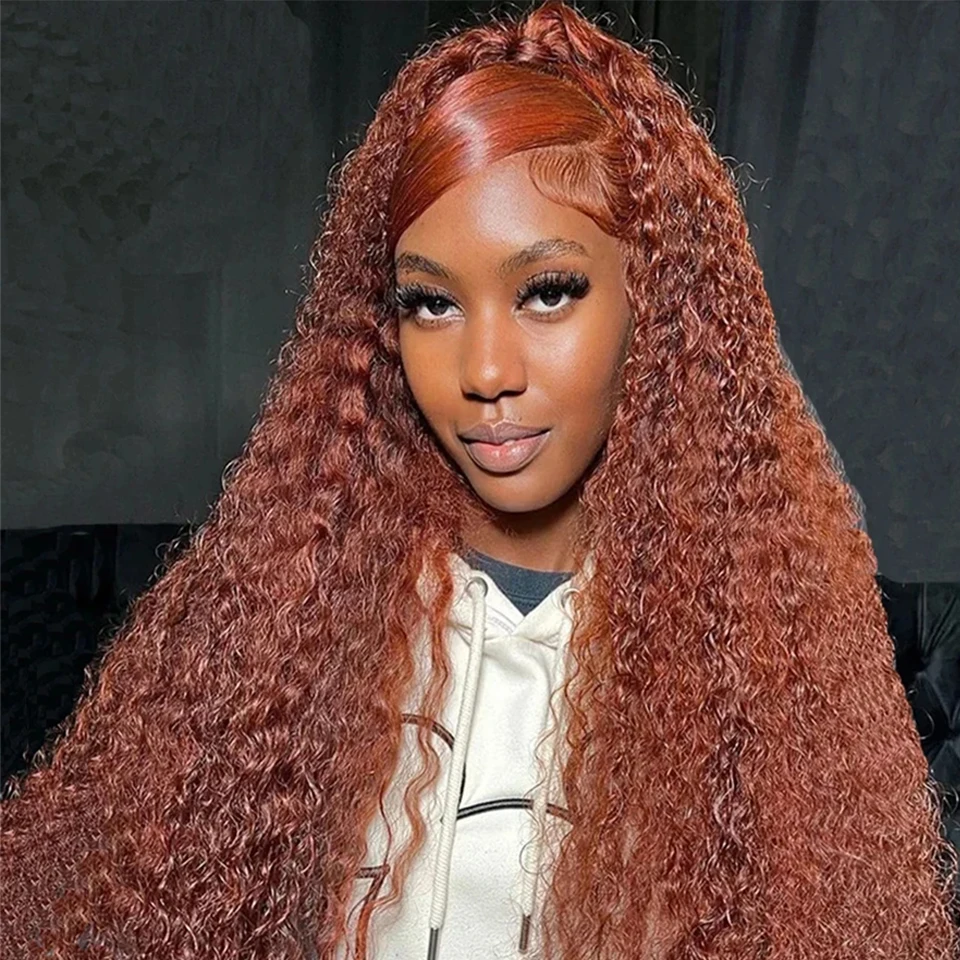 

Reddish Brown Deep Wave Lace Front Wigs 13x6 13x4 HD Transparent Deep Curly Lace Frontal Human Hair Wigs Fall Colored Lace Wigs