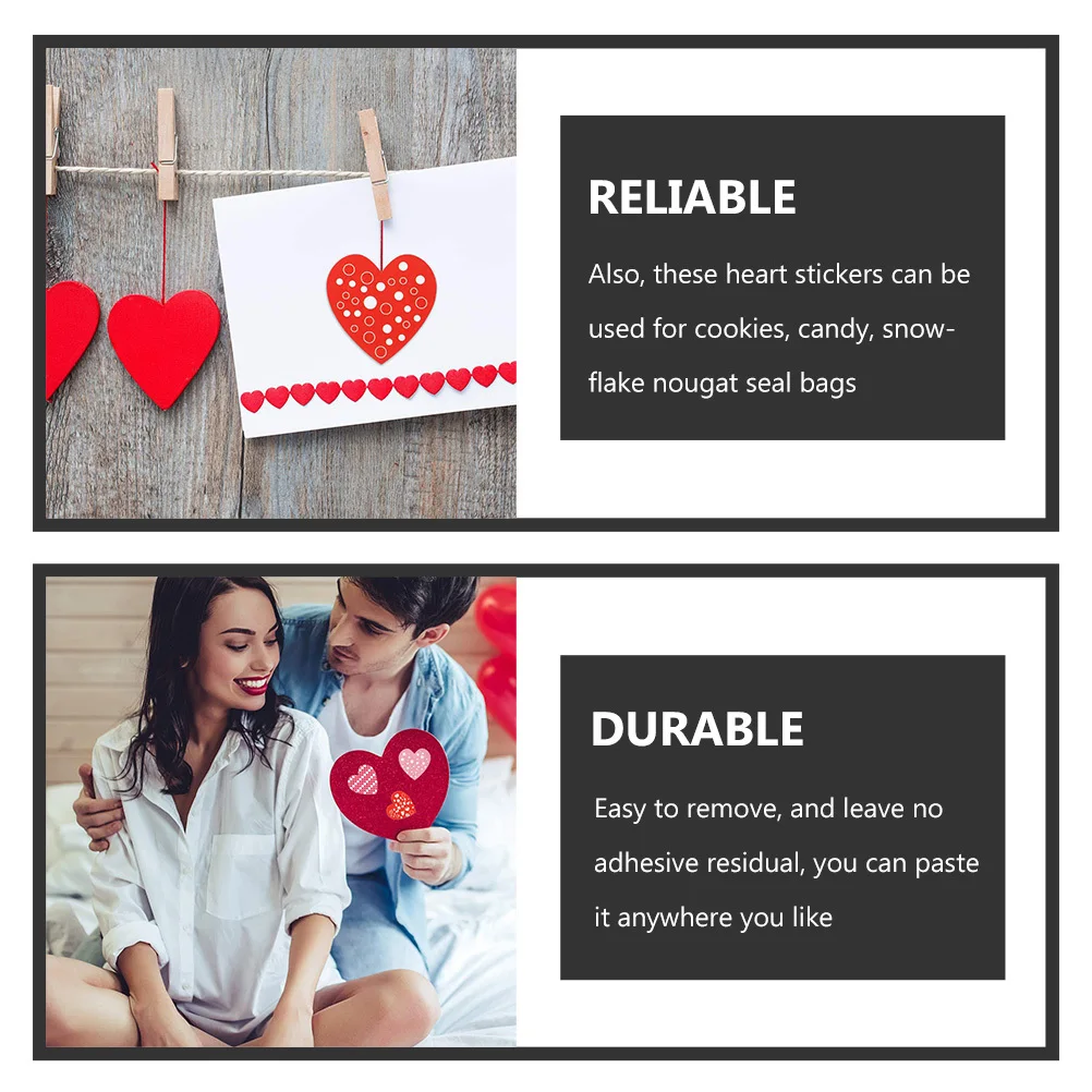 

2 Rolls Heart Shape Stickers Valentine Stickers Roll for Gift Sealing Fun Decorations Kids Activities Holiday Party Favors and