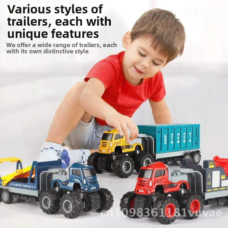 Ensemble de jouets de véhicule d'ingénierie en alliage pour enfants, grand camion à benne basculante à inertie et pelle, voitures jouets, thème de Construction, ensemble de jeu éducatif