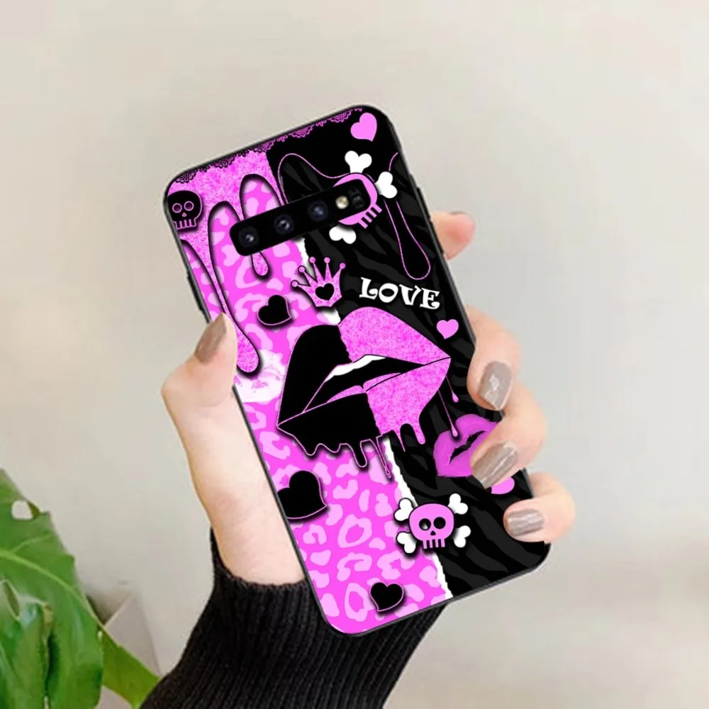 Gothic Style Lip Phone Case For Samsung S 9 10 20 21 22 23 30 23plus lite Ultra FE S10lite Fundas