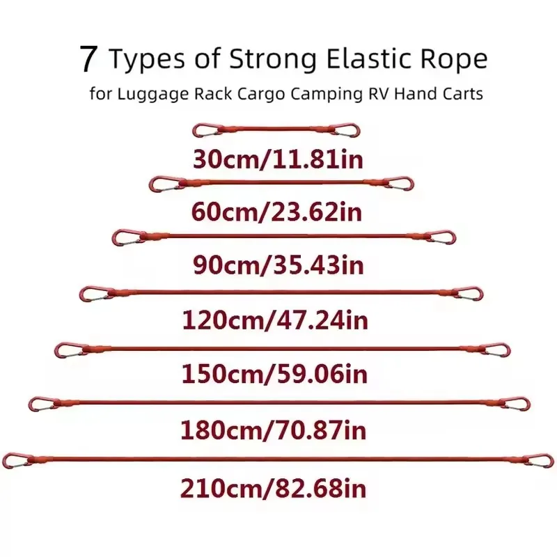 Heavy Duty Elastic Rope Multi Size Durable Portable Wear Resistant Hook Loop Luggage Binding Bicycle Outdoor Travel Fixed Strap