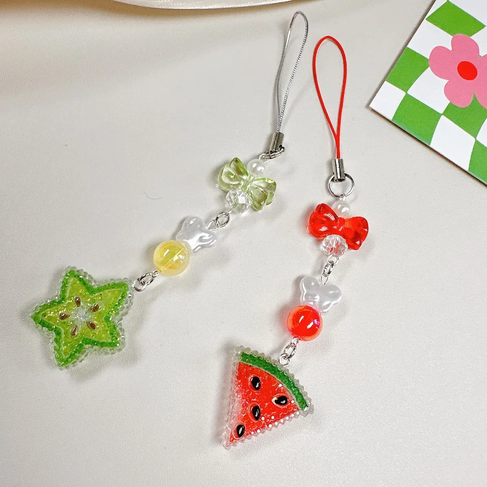 Portable Sweet Fruit Pendant Phone Strap Wrist Strap Cute Fruit Party Pendant Anti Loss Cartoon Colorful Phone Chain Bag Pendant