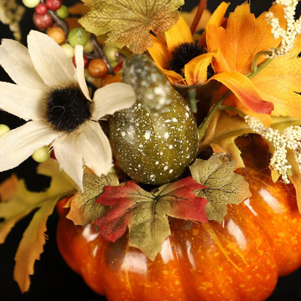 

2PCS Artificial Leaf Pumpkin Decor Autumn nament Material Fall HalloweenFloral Arrangement Centerpiece nament