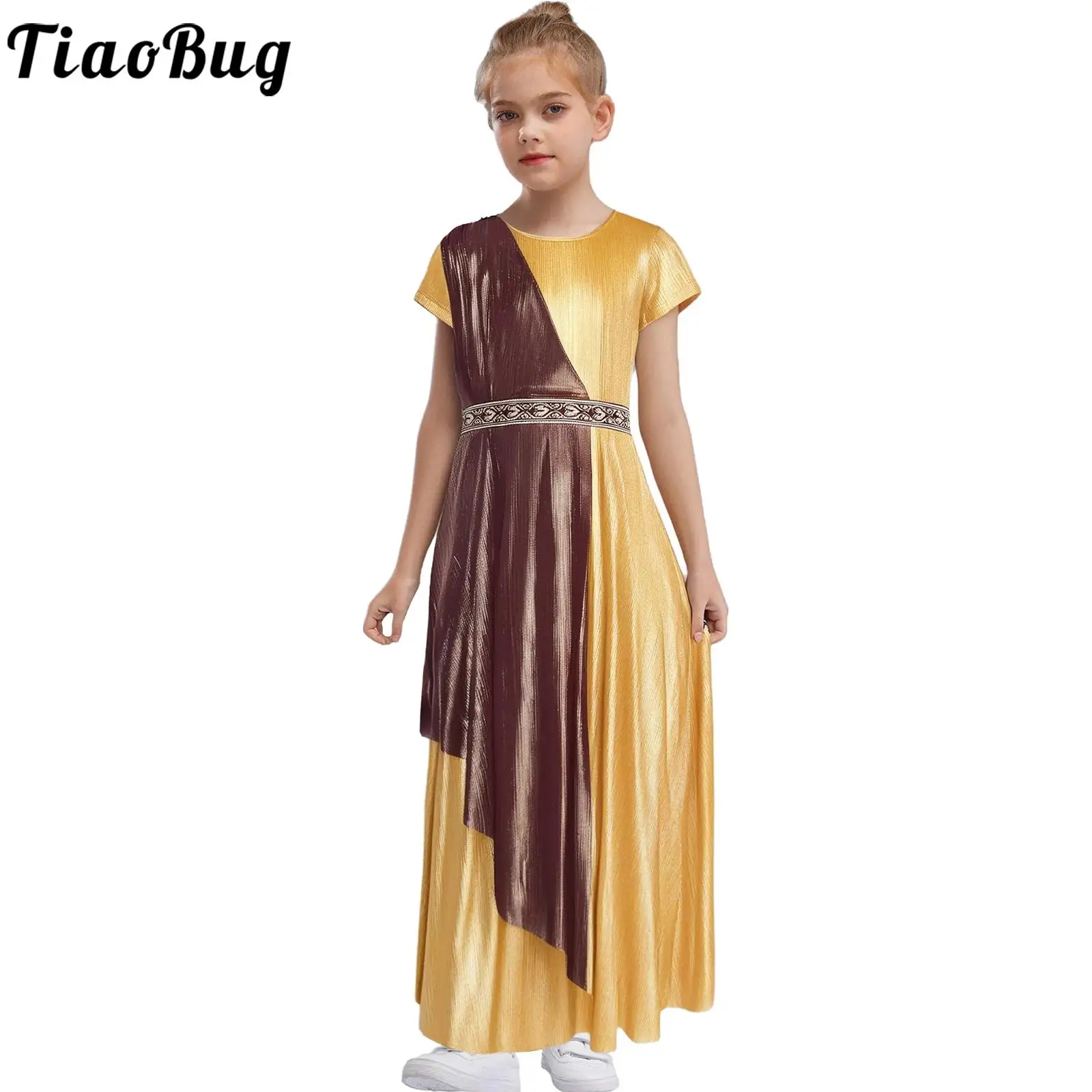 

Kids Girls Ancient Greek Cosplay Queen Dress Greek Goddess Robe Role Play Costumes for Halloween Carnival Party Fancy Dress Up