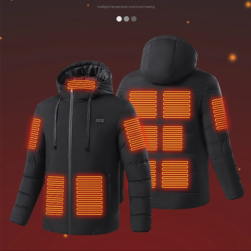 2024 Winter Heated Jacket, USB Intelligent 4 Zone Heated Jacket, Men's Women's Warm Cotton Jacket with Removable Hood clothing