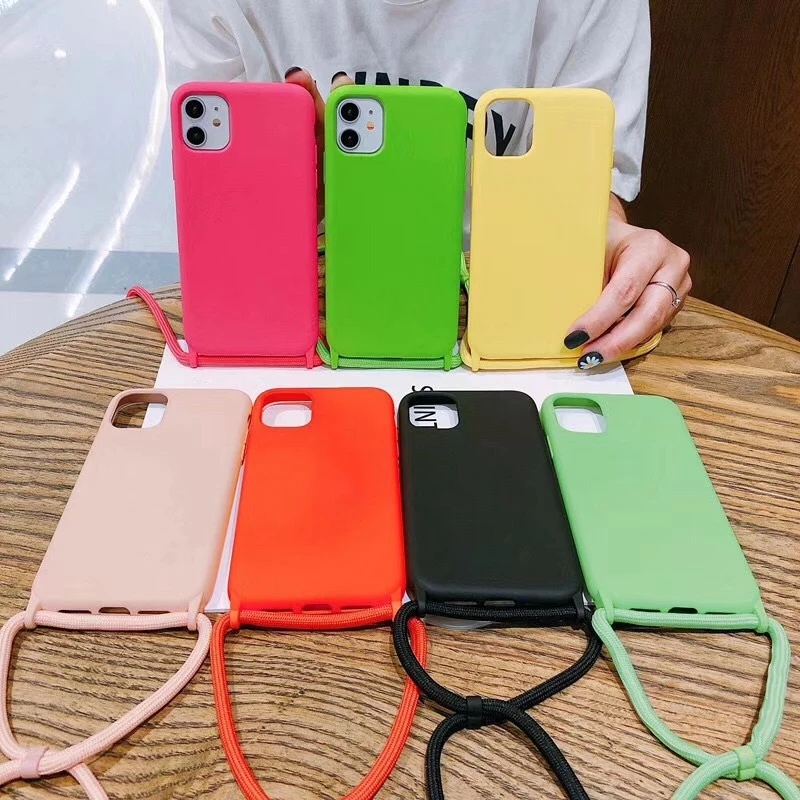 

50Pcs DHL Crossbody Necklace strap Lanyard Cord silicone phone case for iphone 13 12 Pro Max 11 Pro XR XS Max 6S 7 8 plus cover