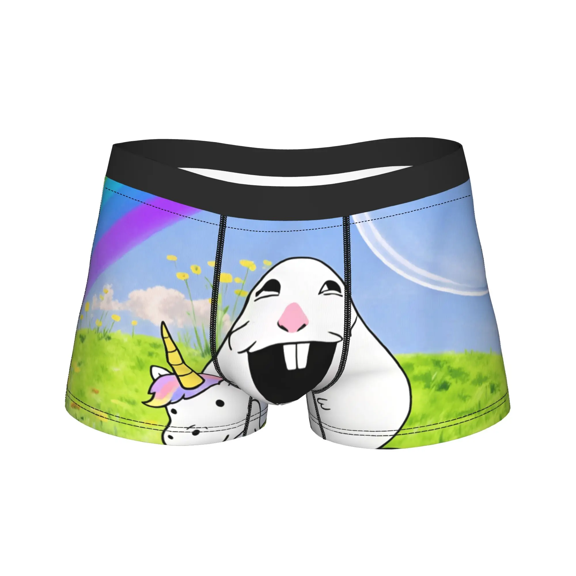 Happy Hamster Riding Unicorn Funny Meme Underwear  Printed Boxer Shorts High Quality Men Underpants Comfortable Shorts Briefs