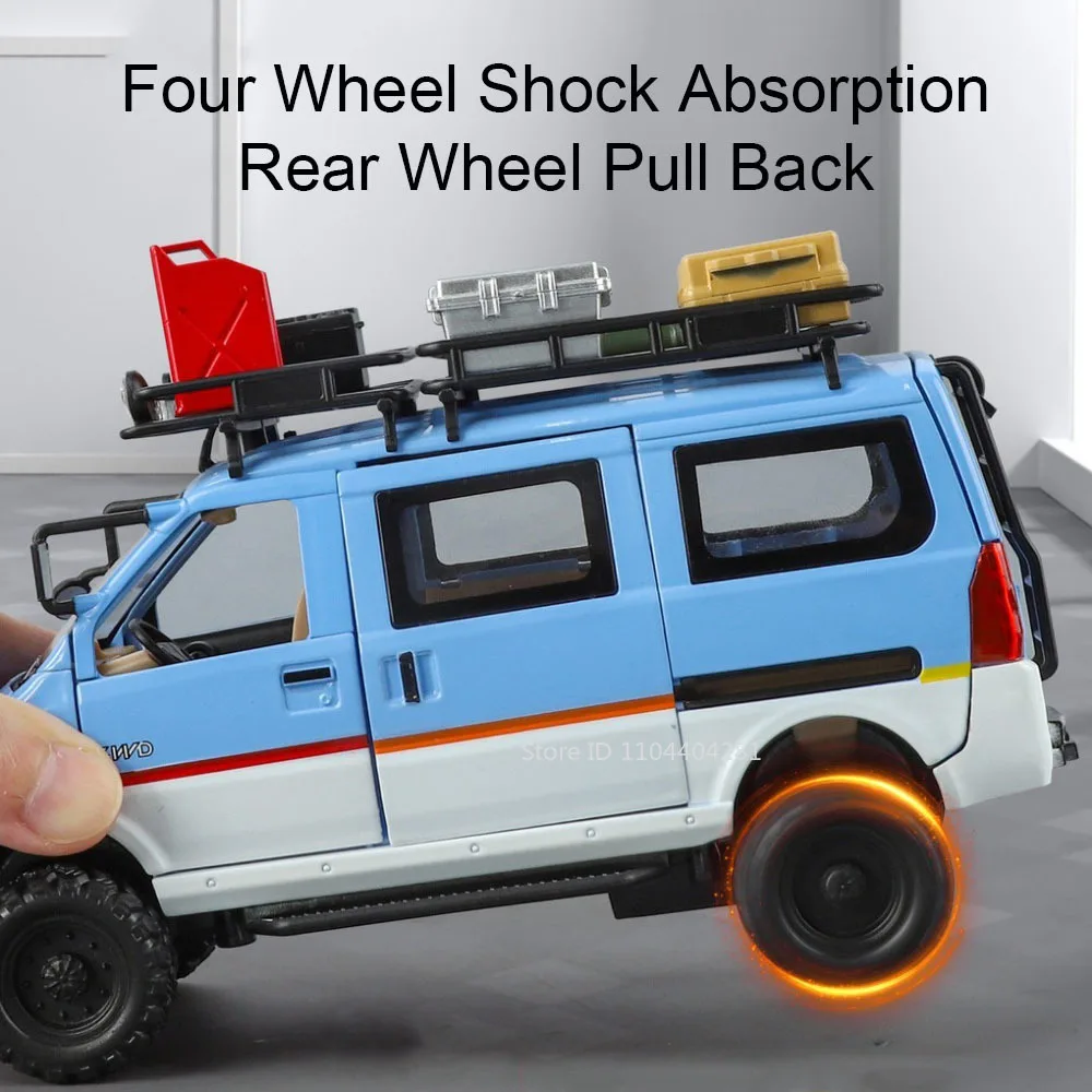 1:24 WuLing Van Mitsubishi Delica modelo de aleación de juguete puertas de coche fundidas a presión sonido abierto luz extraíble vehículo todoterreno regalos de cumpleaños