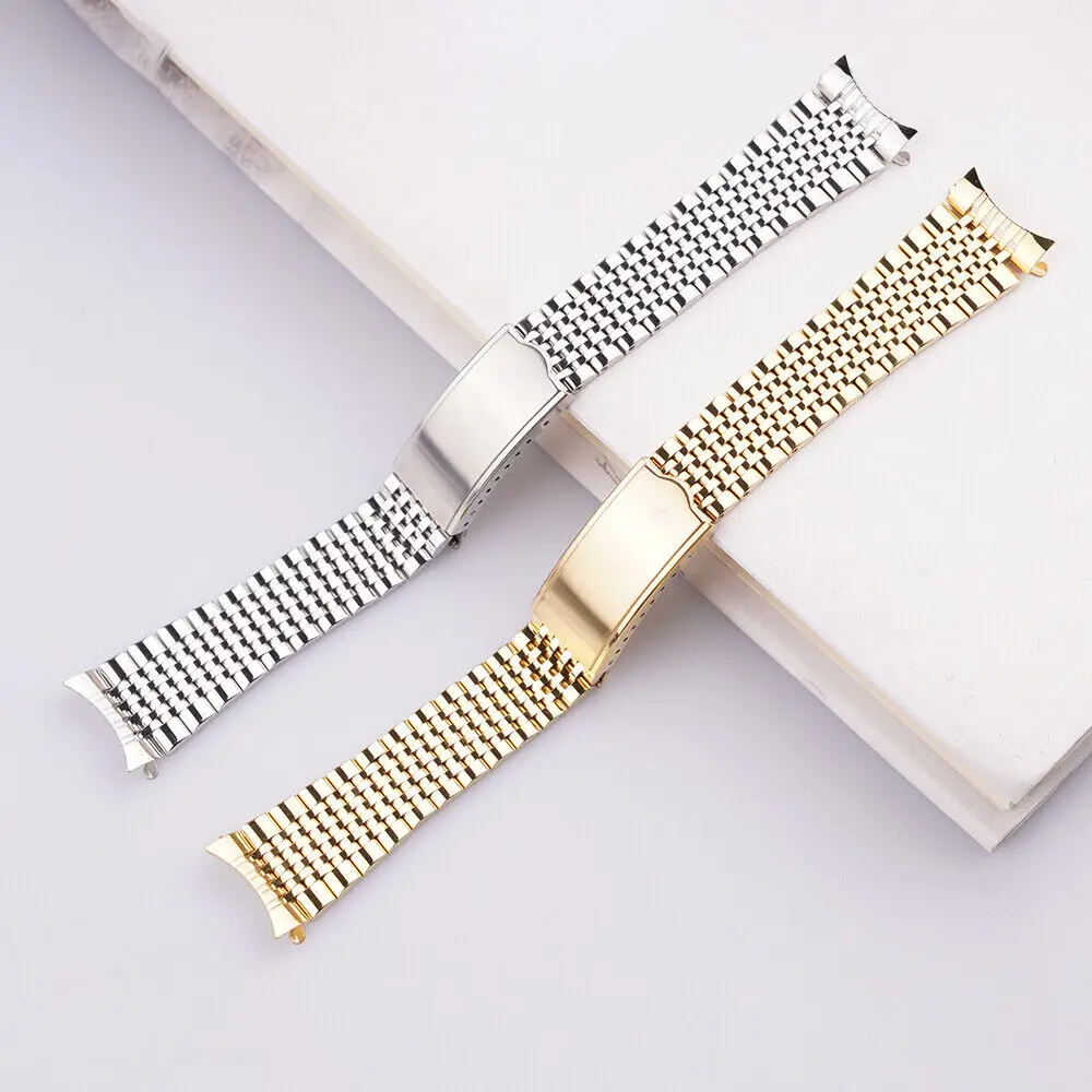 18mm 19mm 20mm Hollow Curved End Beads OF Rice Watch Band For Vintage Omeg-a Sea-master Watch