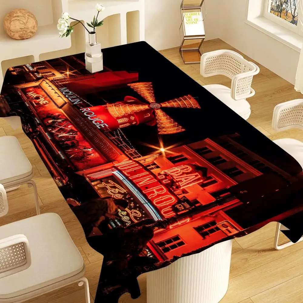 Classic Movie M-Moulin Rouge Rectangular Tablecloths Washable Wedding Party Kitchen Dining Living Room Birthday Decoration Table